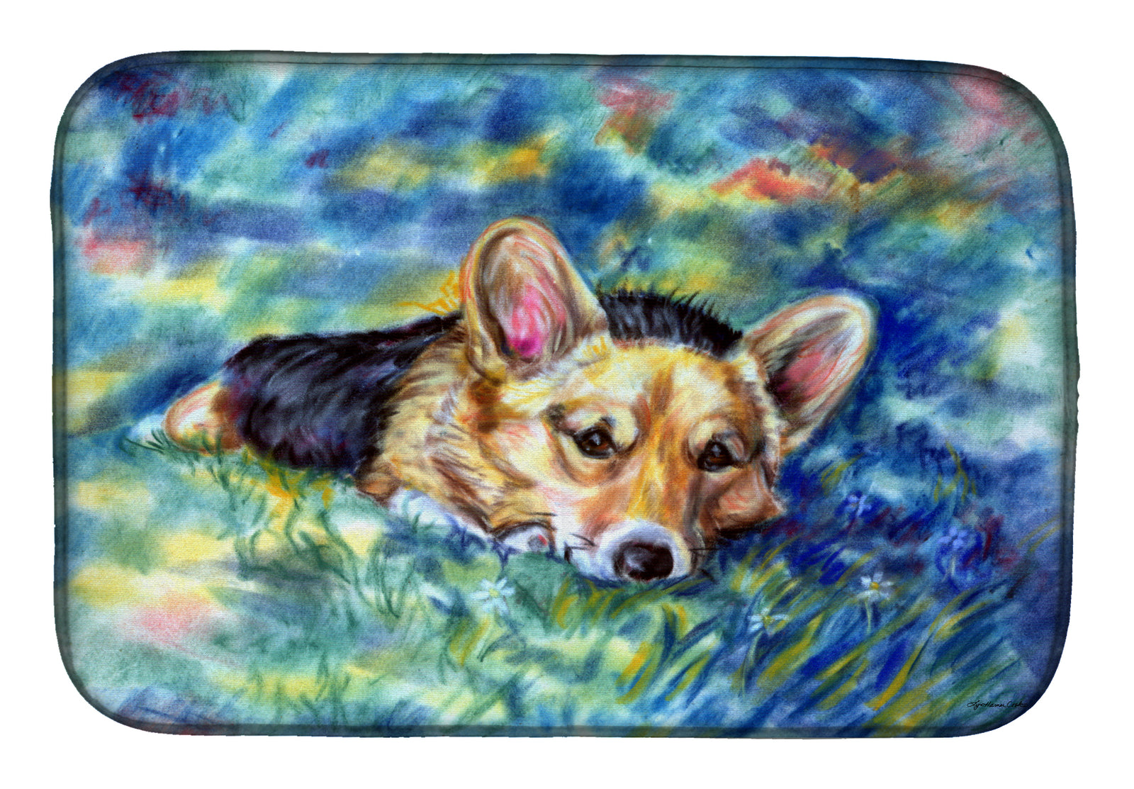 Corgi Tuckered Out Dish Drying Mat 7409DDM  the-store.com.