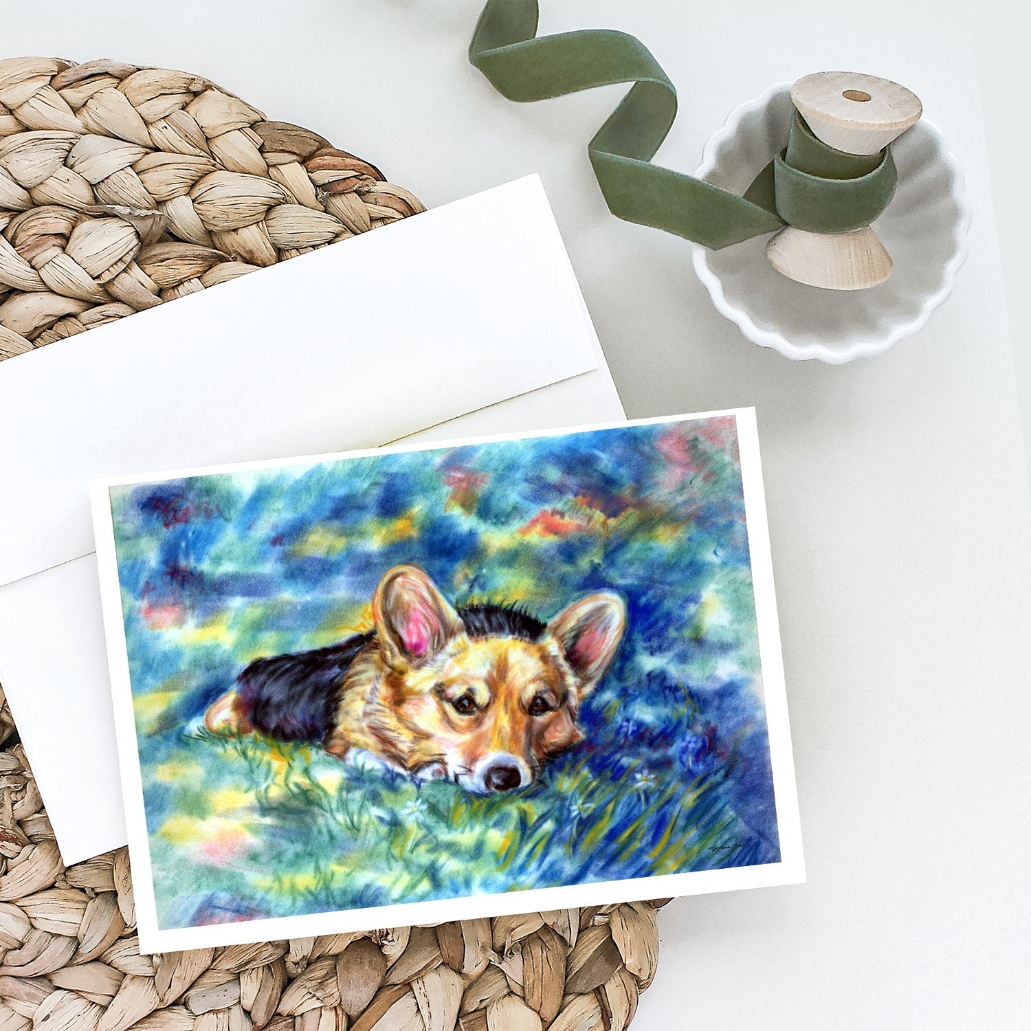 Corgi Tuckered Out Greeting Cards and Envelopes Pack of 8 - the-store.com