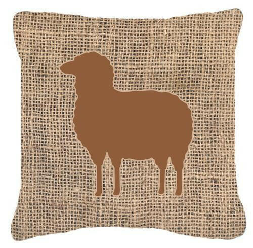 Sheep Burlap and Brown   Canvas Fabric Decorative Pillow BB1126 - the-store.com