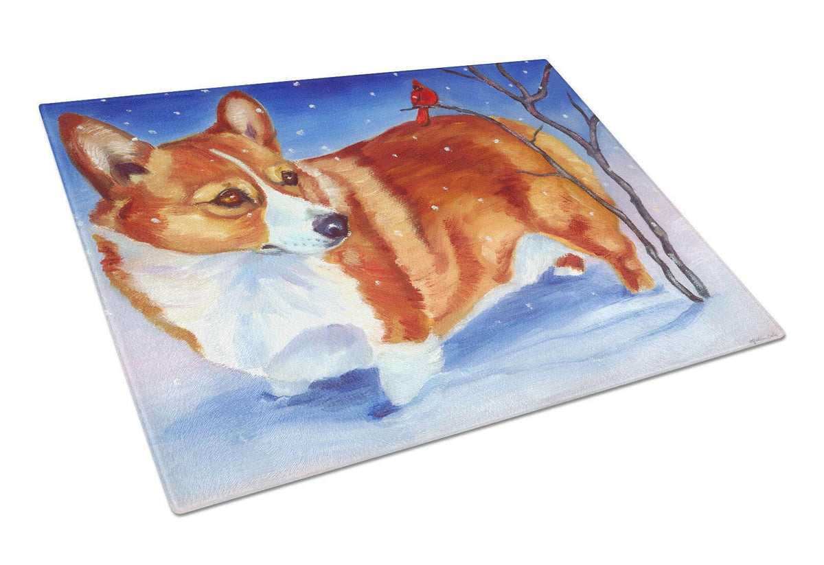 Corgi Cardinal Buddy Glass Cutting Board Large 7411LCB by Caroline&#39;s Treasures