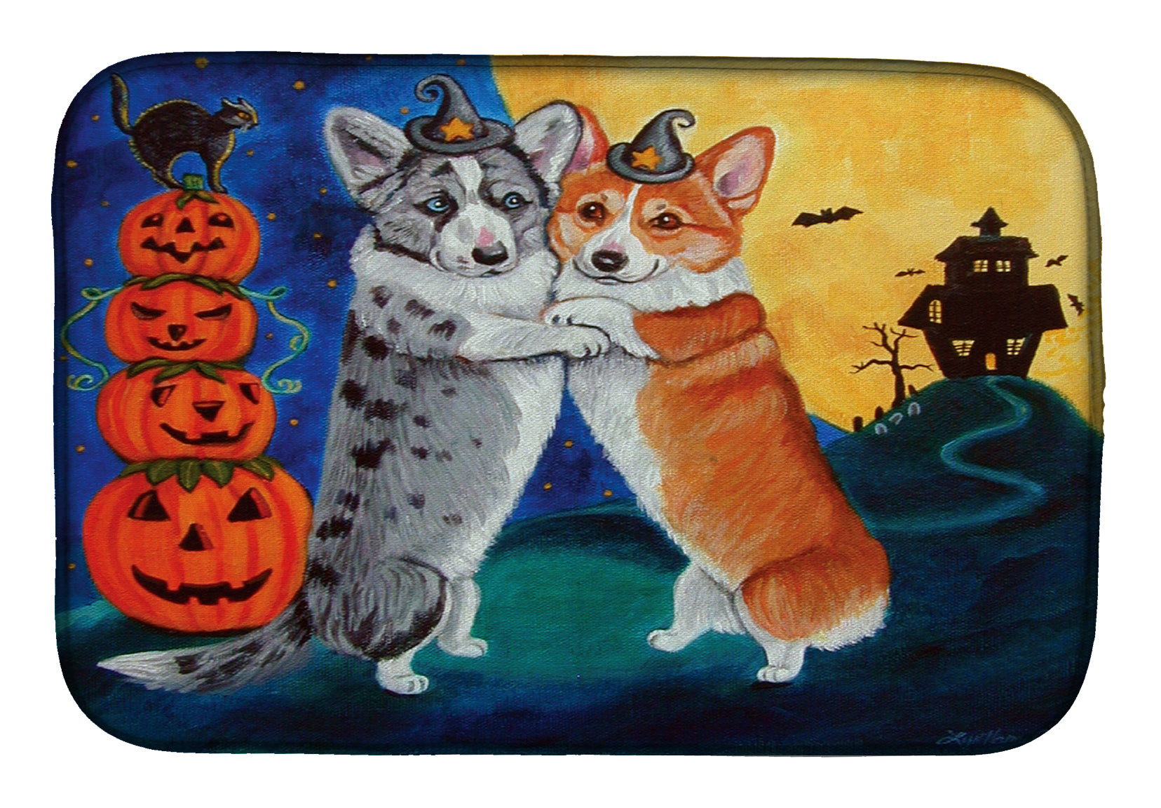 Corgi Halloween Scare Dish Drying Mat 7413DDM  the-store.com.