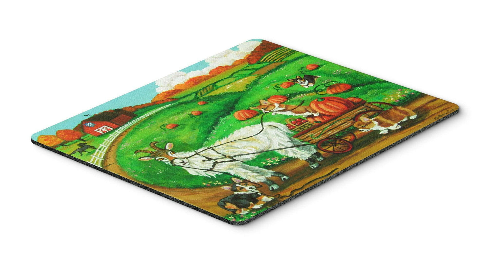 Corgi Pumpkin Ride with Goat Mouse Pad, Hot Pad or Trivet 7414MP by Caroline's Treasures