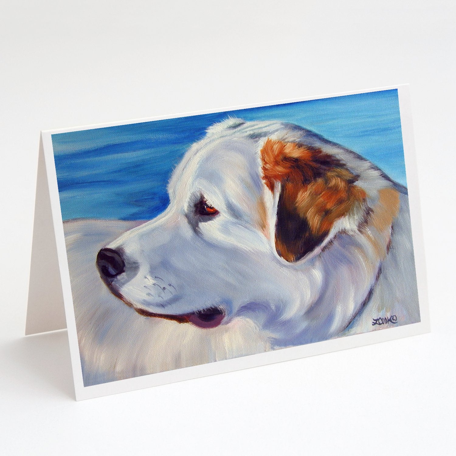 Buy this Great Pyrenees at the Beach Greeting Cards and Envelopes Pack of 8