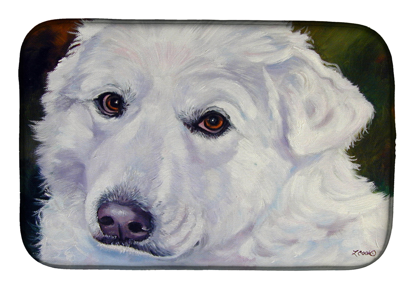 Great Pyrenees Contemplation Dish Drying Mat 7418DDM  the-store.com.