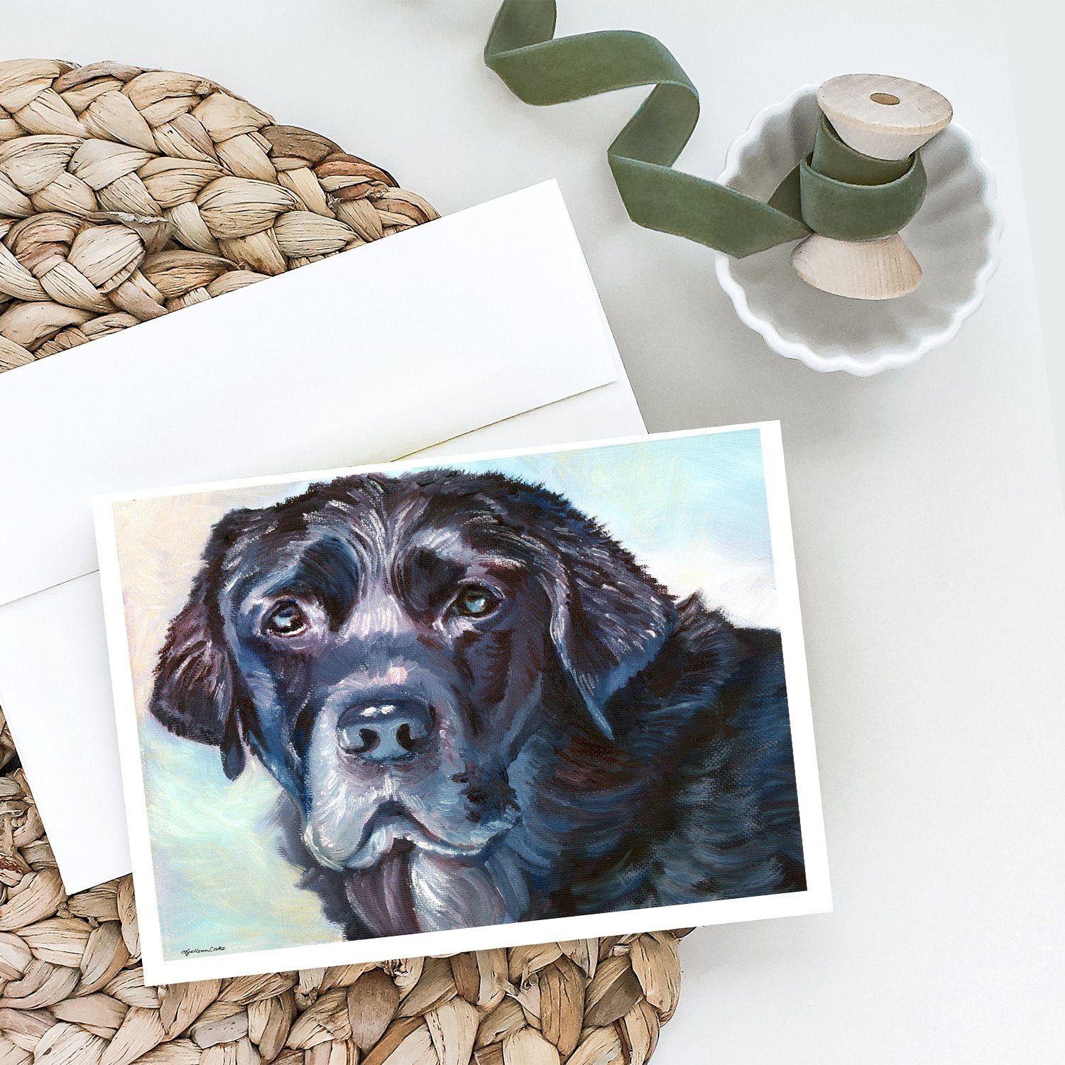 Black Labrador Face Greeting Cards and Envelopes Pack of 8 - the-store.com