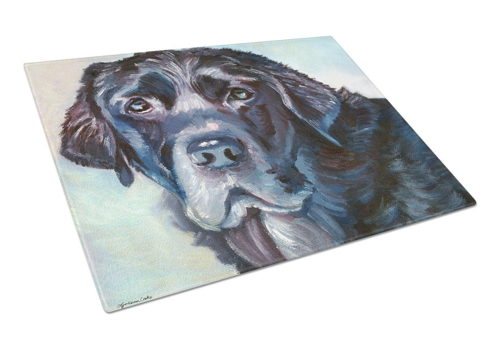 Black Labrador Face Glass Cutting Board Large 7419LCB by Caroline's Treasures