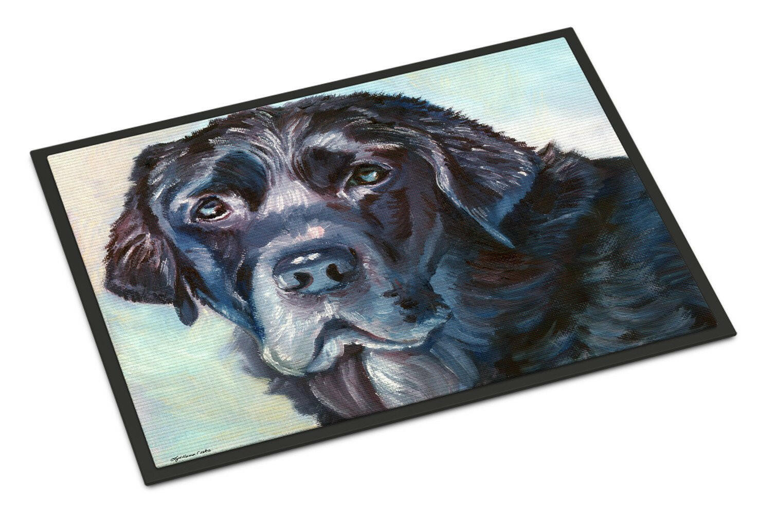 Black Labrador Face Indoor or Outdoor Mat 18x27 7419MAT - the-store.com