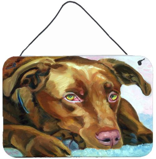 Chocolate Labrador Waiting Wall or Door Hanging Prints 7420DS812 by Caroline&#39;s Treasures