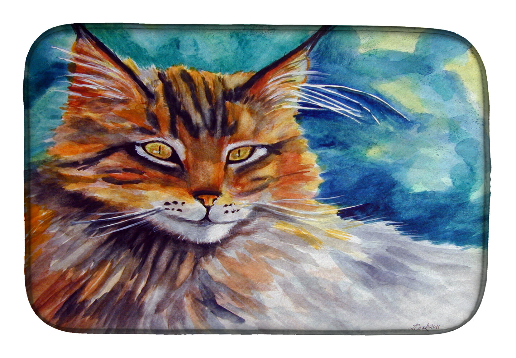 Maine Coon Cat Watching you Dish Drying Mat 7421DDM  the-store.com.