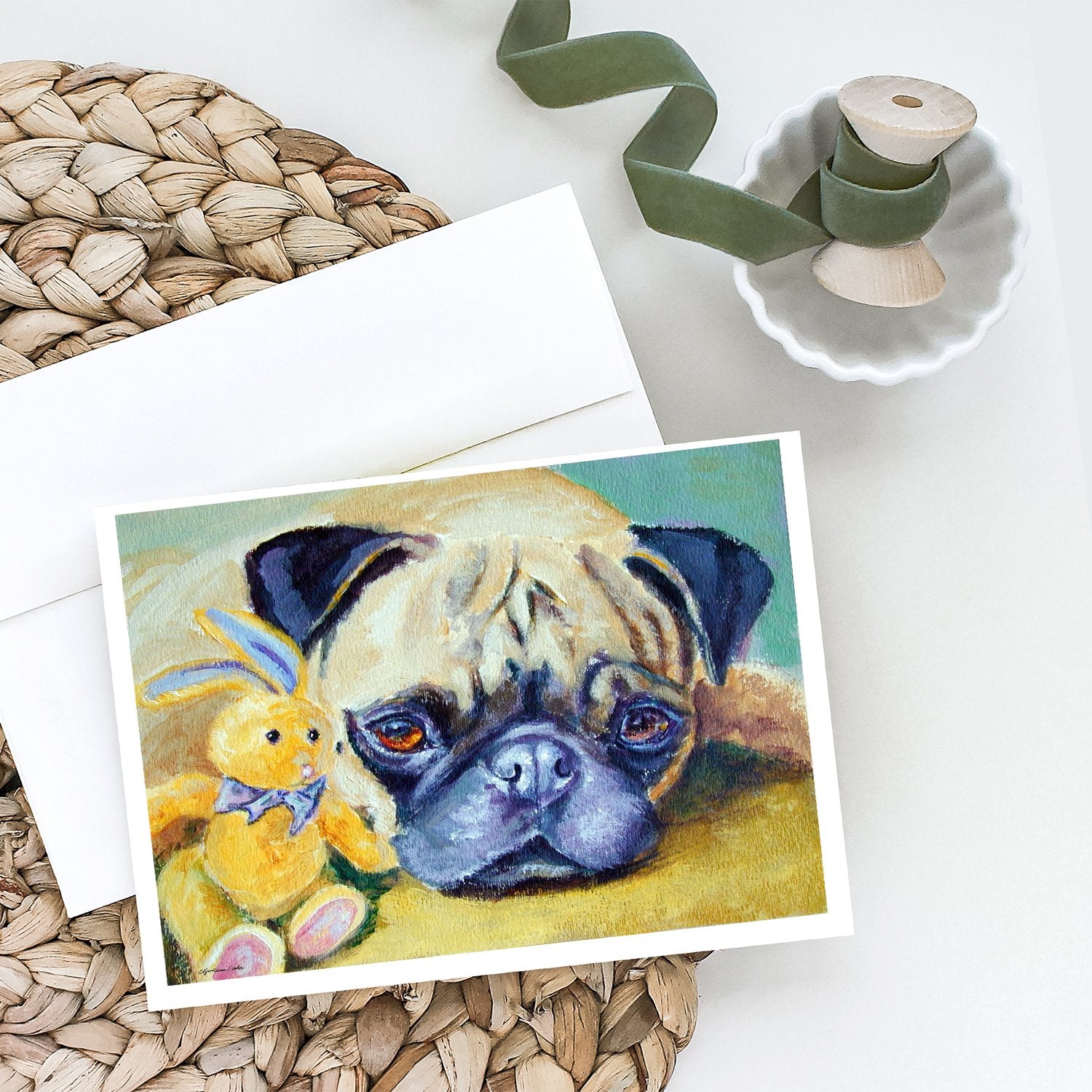 Buy this Pug Bunny Rabbit Greeting Cards and Envelopes Pack of 8