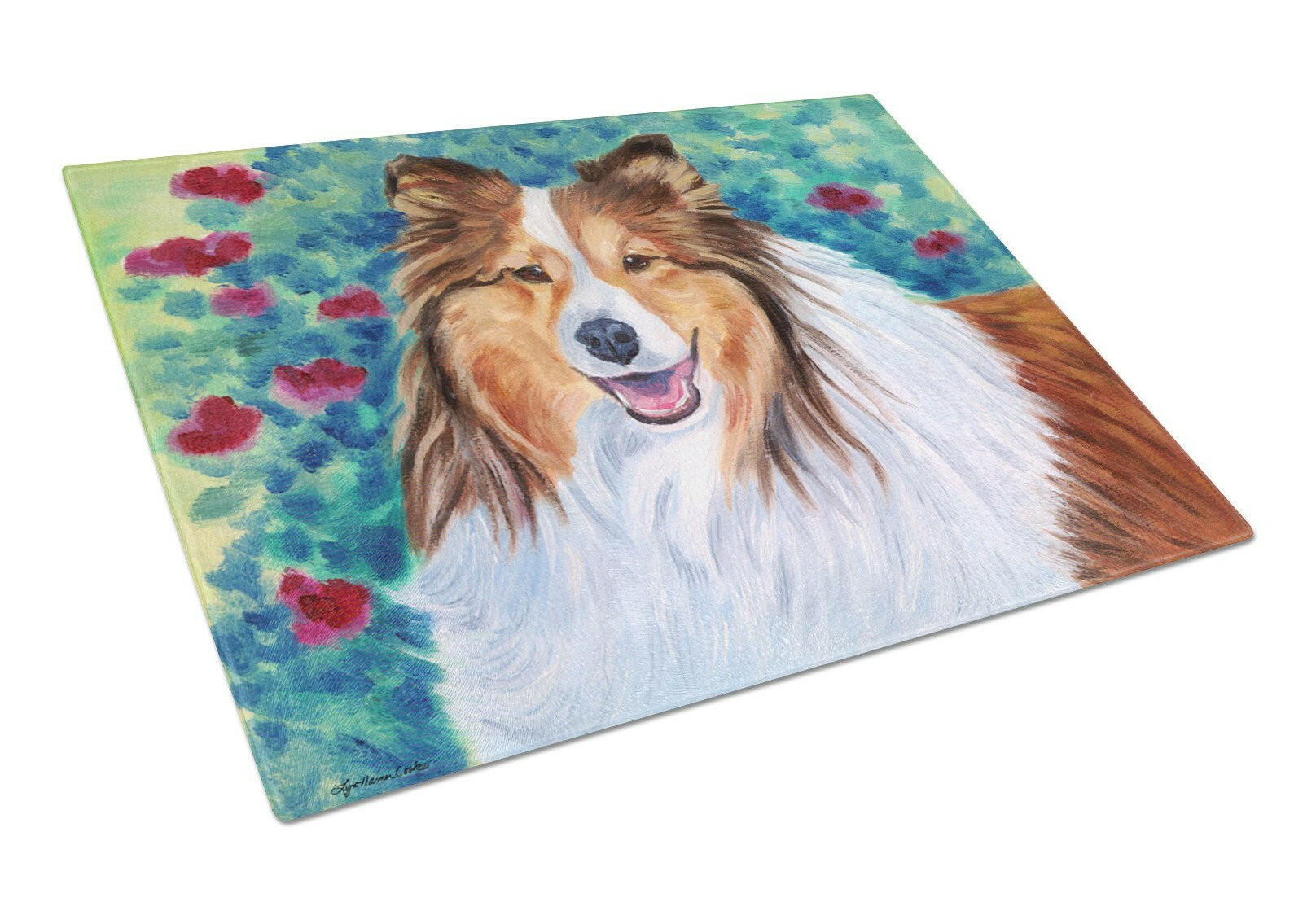 Sheltie Glass Cutting Board Large 7424LCB by Caroline's Treasures