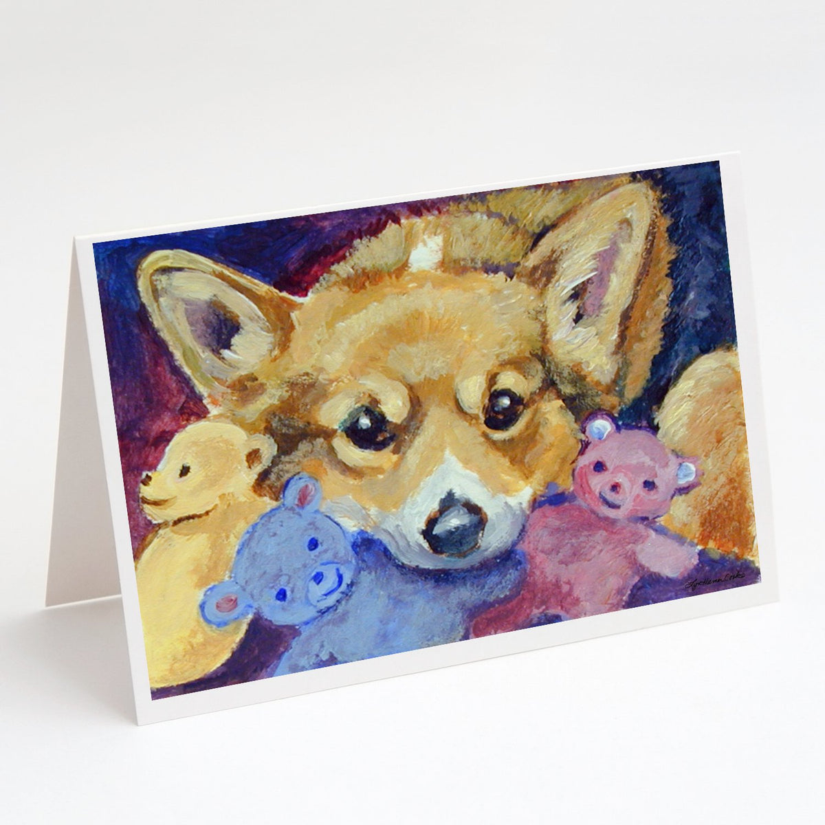 Buy this Corgi with all the toys Greeting Cards and Envelopes Pack of 8