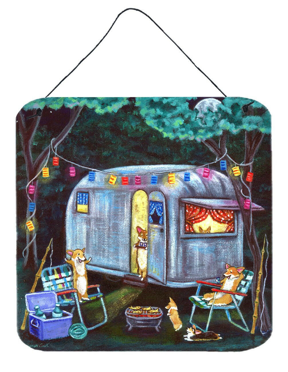 Corgi Glamping Fish Tales Trailer Wall or Door Hanging Prints 7435DS66 by Caroline's Treasures