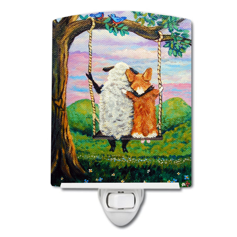 Corgi With Sheep Love Grows Ceramic Night Light 7439CNL - the-store.com