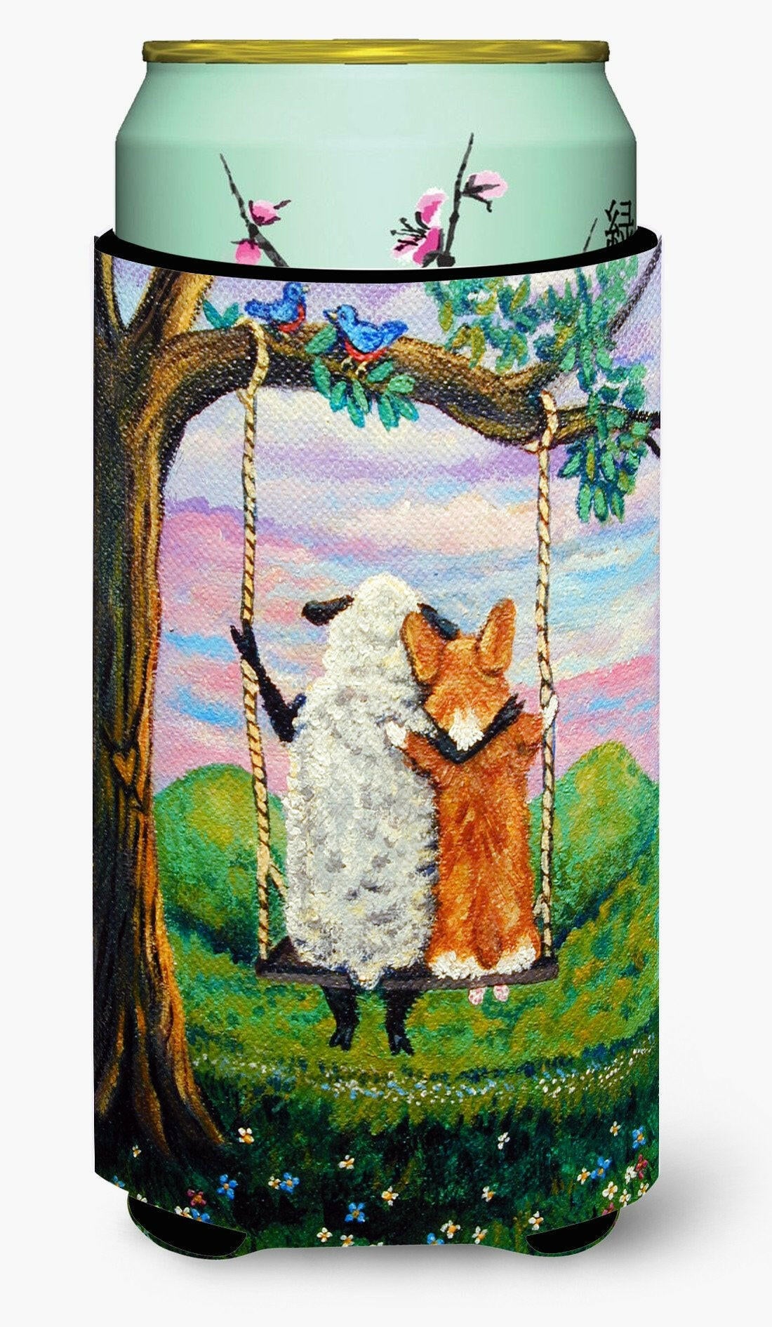 Corgi With Sheep Love Grows Tall Boy Beverage Insulator Hugger 7439TBC by Caroline's Treasures