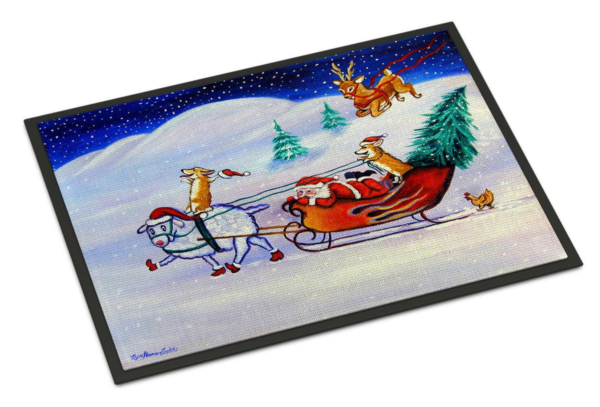 Corgi Highhacked Santa Claus Sleigh Indoor or Outdoor Mat 24x36 7442JMAT - the-store.com