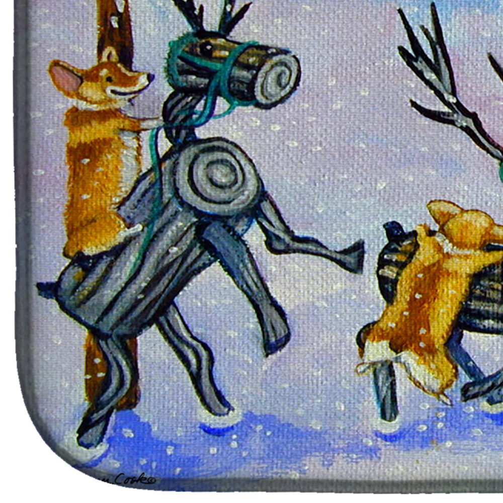 Corgi Log Reindeer Race Christmas Dish Drying Mat 7443DDM  the-store.com.