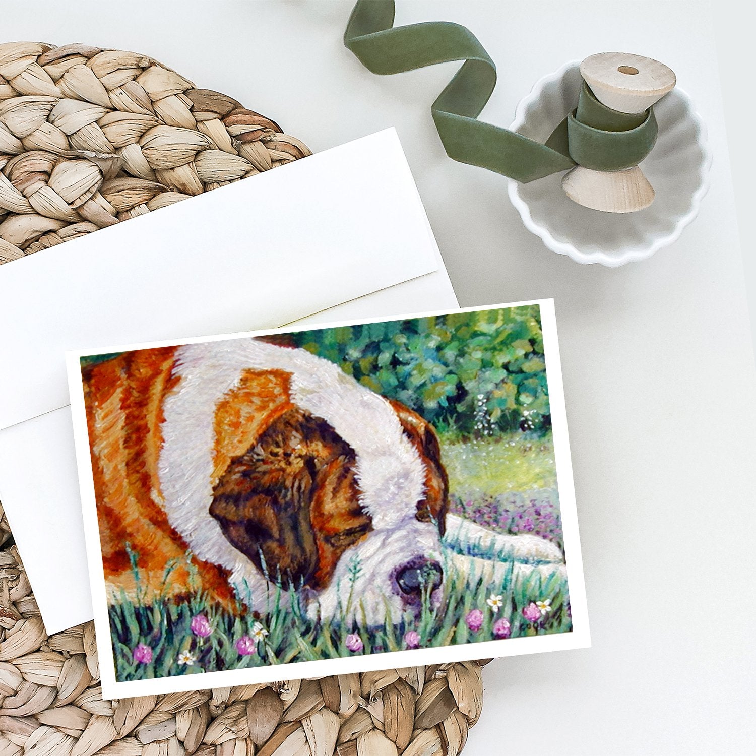 Saint Bernard Naptime Greeting Cards and Envelopes Pack of 8 - the-store.com