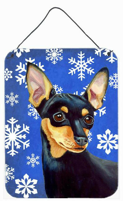 Min Pin Winter Snowflakes Holiday Aluminium Metal Wall or Door Hanging Prints by Caroline's Treasures