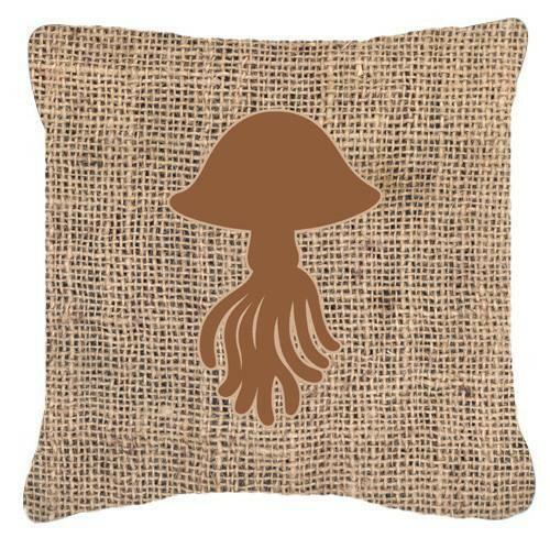 Jellyfish Burlap and Brown   Canvas Fabric Decorative Pillow BB1089 - the-store.com