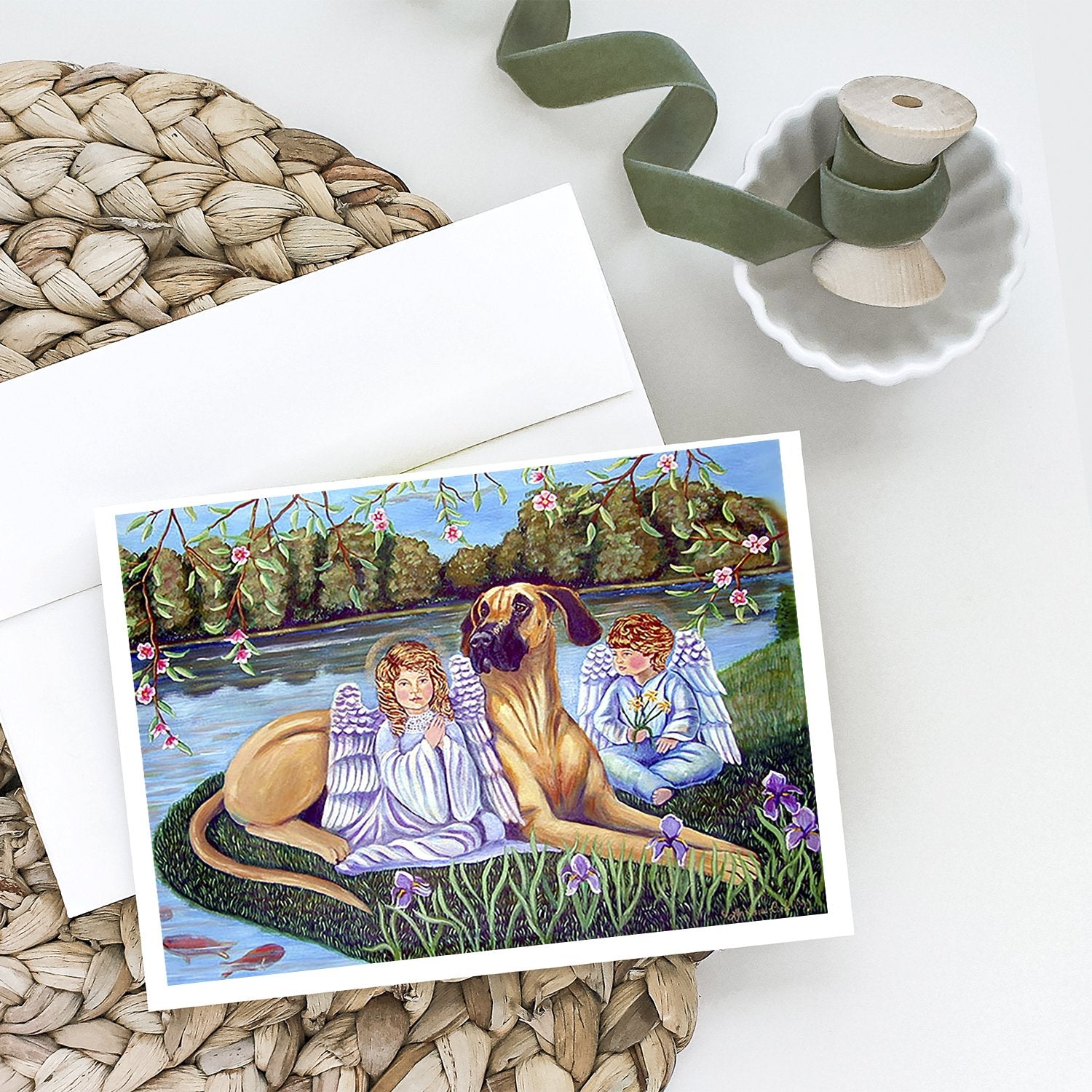 Buy this Angels with Great Dane Greeting Cards and Envelopes Pack of 8