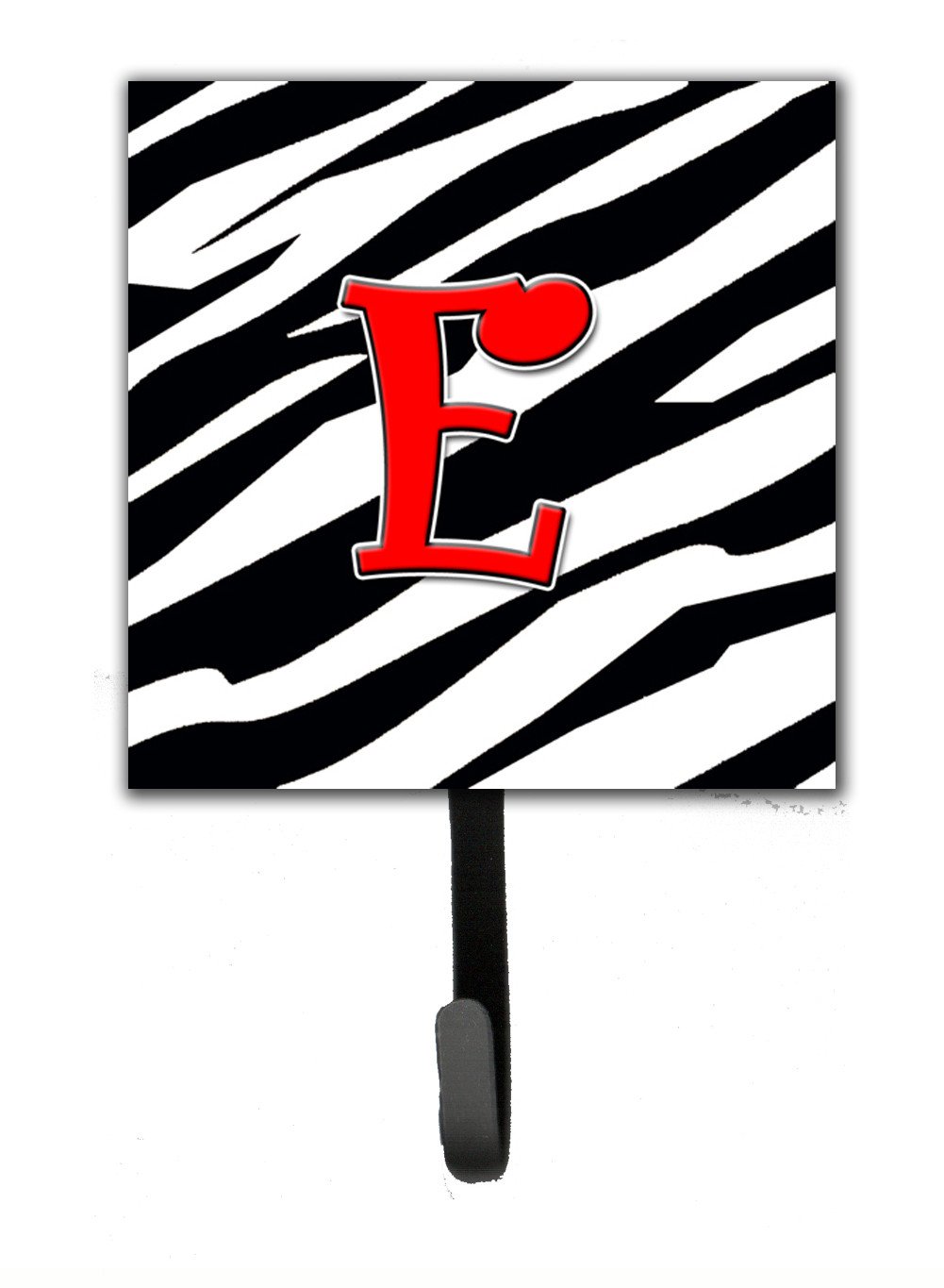 Letter E Initial Monogram - Zebra Red Leash Holder or Key Hook by Caroline's Treasures