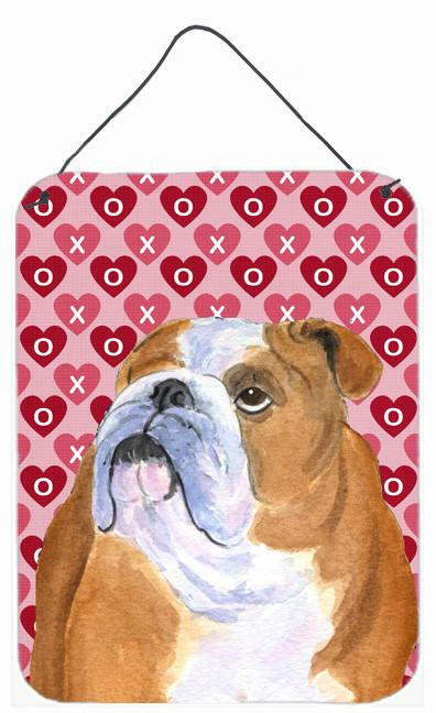 Bulldog English Hearts Love Valentine's Day Wall Door Hanging Prints by Caroline's Treasures