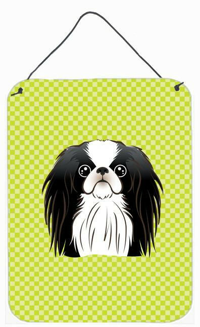 Checkerboard Lime Green Japanese Chin Wall or Door Hanging Prints BB1292DS1216 by Caroline&#39;s Treasures