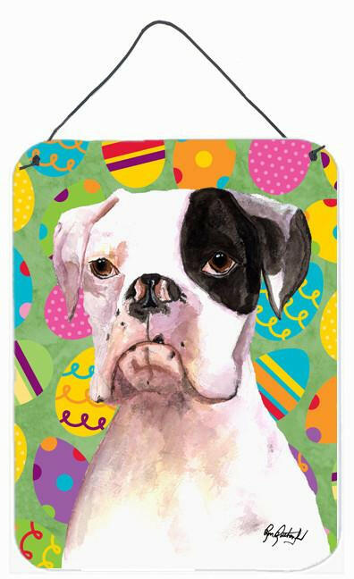 Cooper Eggravaganza Boxer Easter Aluminium Metal Wall or Door Hanging Prints by Caroline&#39;s Treasures