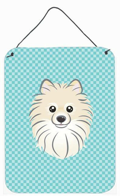 Checkerboard Blue Pomeranian Wall or Door Hanging Prints BB1145DS1216 by Caroline's Treasures