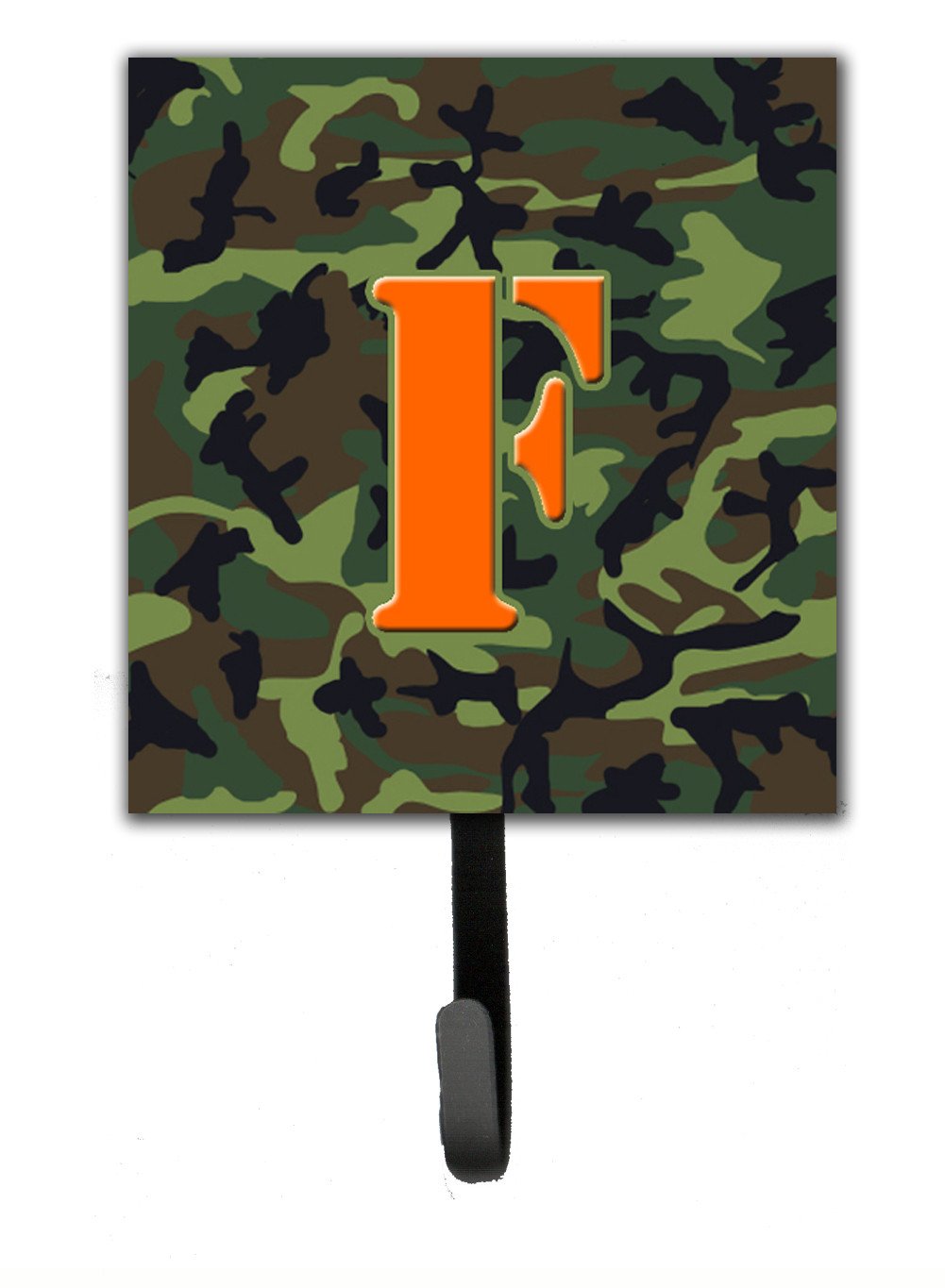 Letter F Initial Monogram - Camo Green Leash Holder or Key Hook by Caroline's Treasures