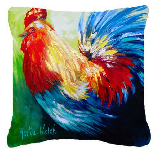 Rooster Chief Big Feathers Canvas Fabric Decorative Pillow MW1137PW1414 by Caroline's Treasures