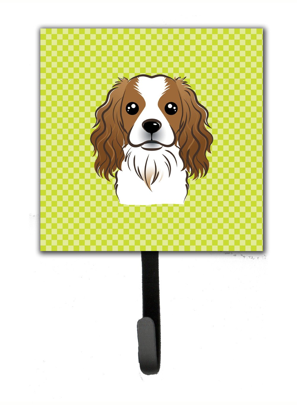 Checkerboard Lime Green Cavalier Spaniel Leash or Key Holder BB1286SH4 by Caroline's Treasures