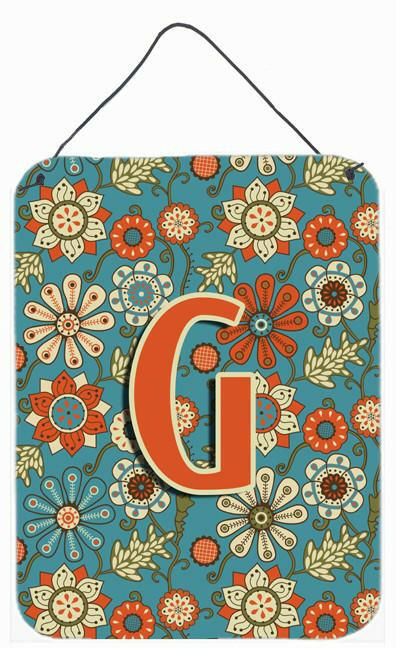 Letter G Flowers Retro Blue Wall or Door Hanging Prints CJ2012-GDS1216 by Caroline&#39;s Treasures