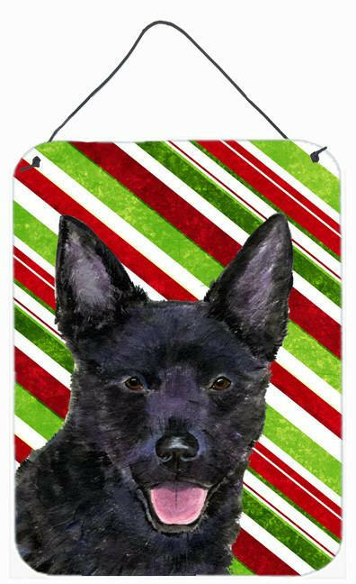 Australian Kelpie Candy Cane Holiday Christmas Metal Wall Door Hanging Prints by Caroline's Treasures