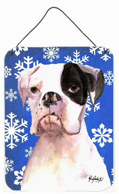 Cooper Winter Snowflakes Boxer Aluminium Metal Wall or Door Hanging Prints by Caroline&#39;s Treasures