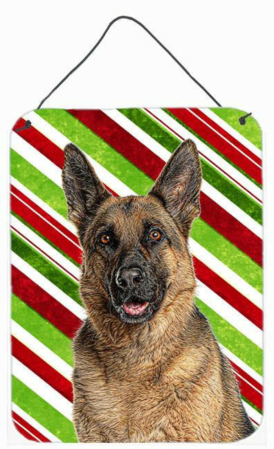 Candy Cane Holiday Christmas German Shepherd Wall or Door Hanging Prints KJ1173DS1216 by Caroline's Treasures