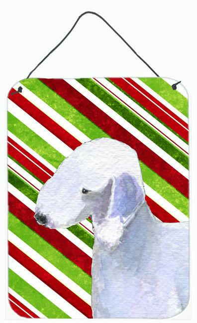 Bedlington Terrier Candy Cane Holiday Christmas Metal Wall Door Hanging Prints by Caroline's Treasures