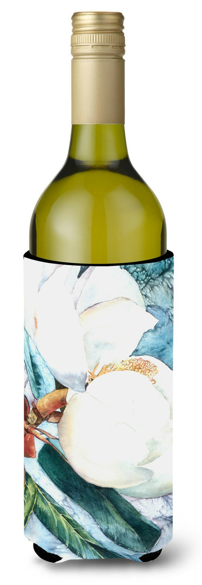 Flower - Magnolia Wine Bottle Beverage Insulator Beverage Insulator Hugger by Caroline's Treasures