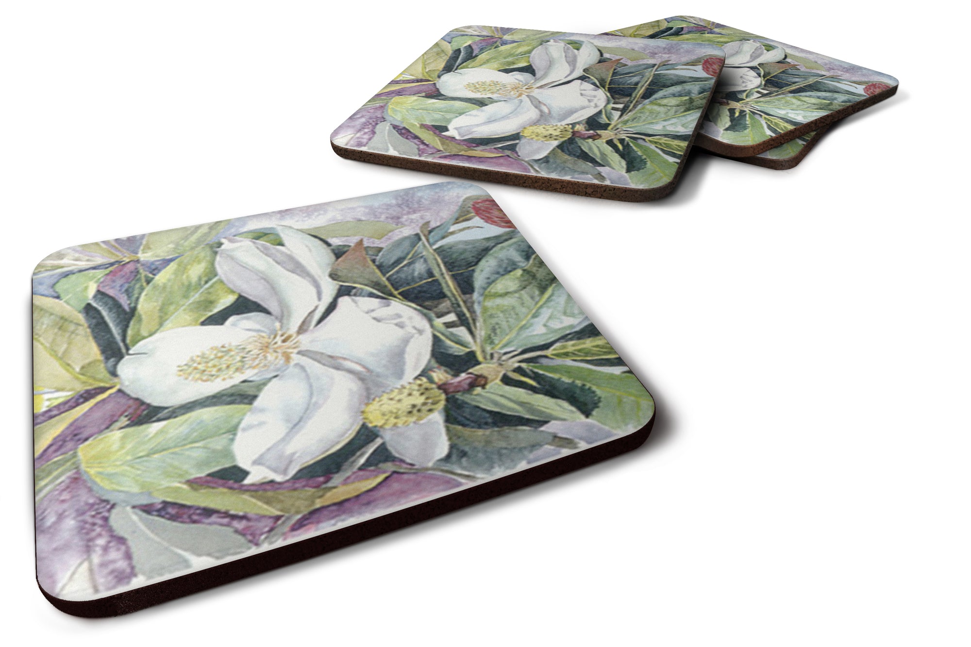 Set of 4 Flower - Magnolia Foam Coasters - the-store.com