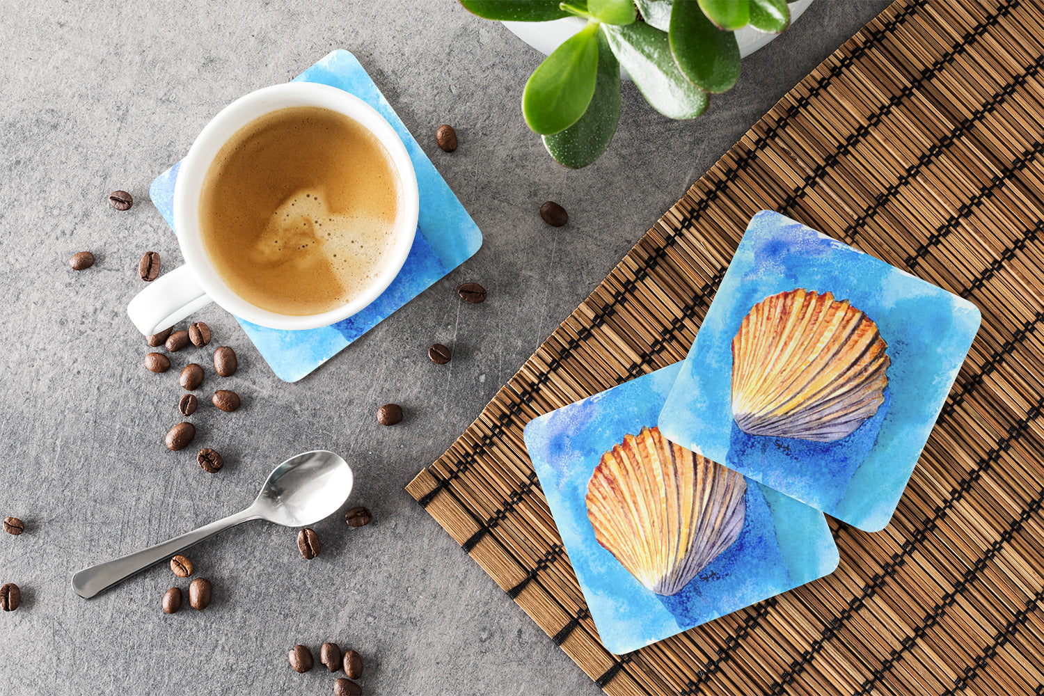 Set of 4 Shells Foam Coasters - the-store.com