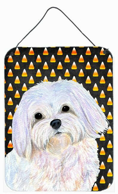 Maltese Candy Corn Halloween Portrait Wall or Door Hanging Prints by Caroline's Treasures