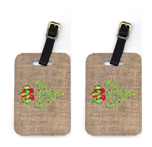 Pair of Christmas Tree Fleur de lis Luggage Tags by Caroline&#39;s Treasures