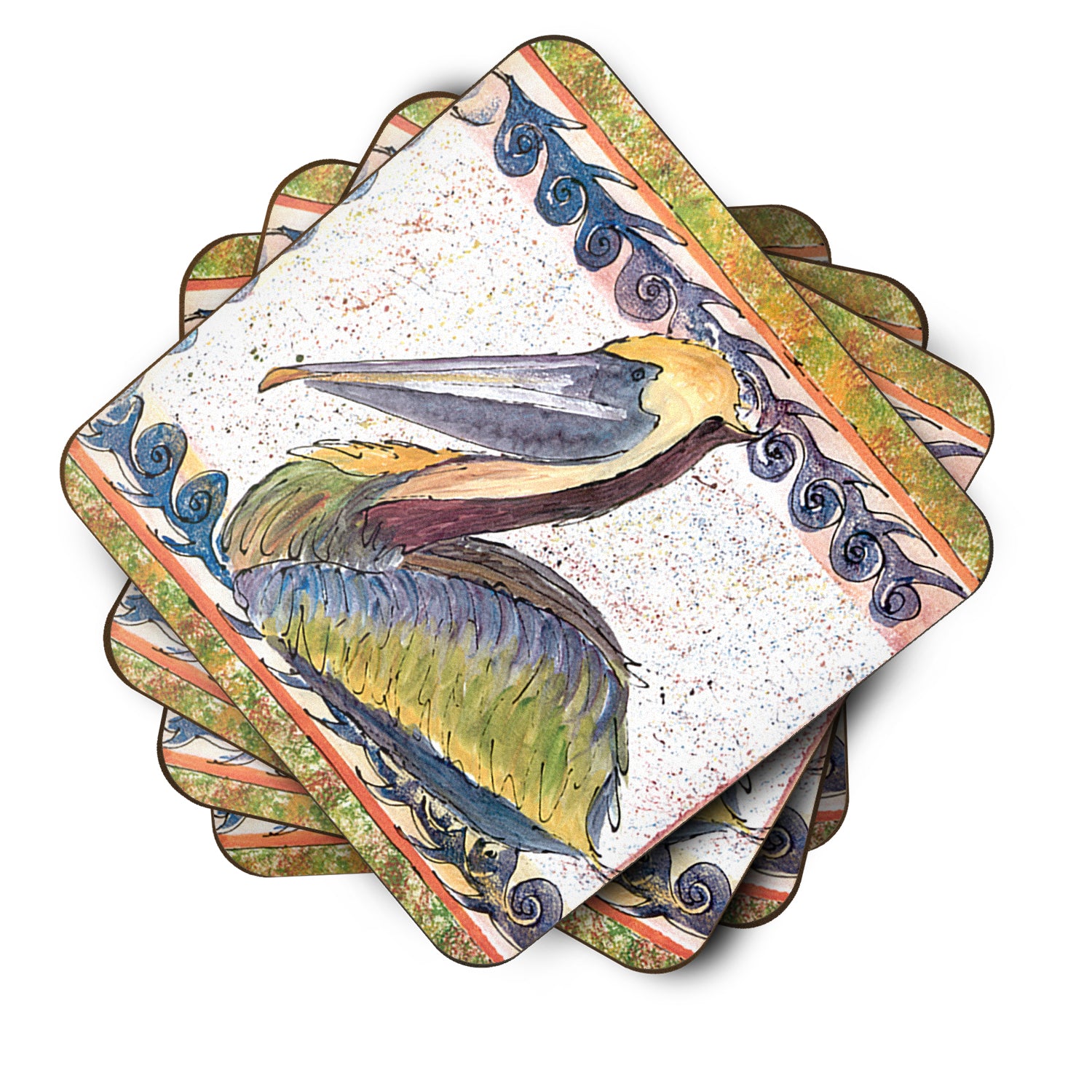 Set of 4 Bird - Pelican Foam Coasters - the-store.com