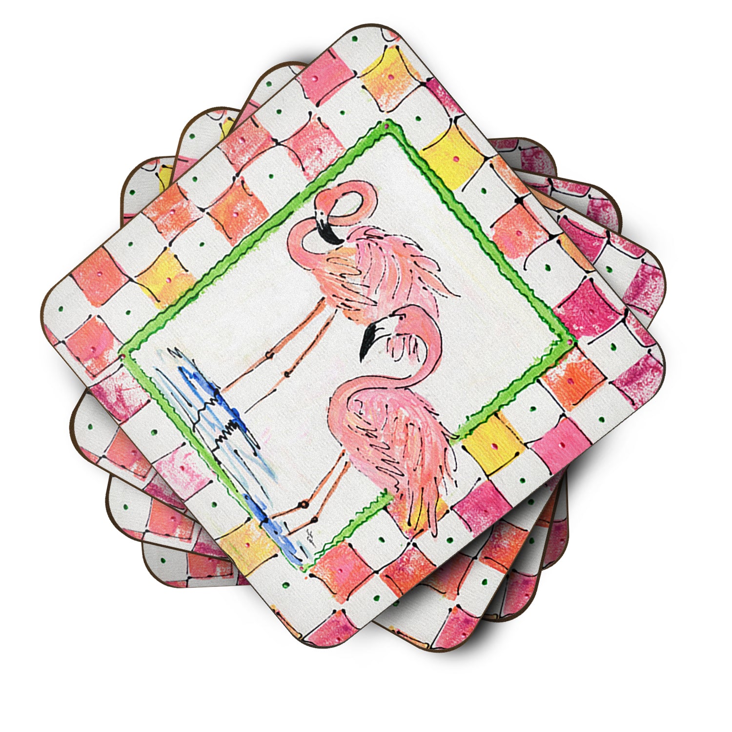 Set of 4 Bird - Flamingo Foam Coasters - the-store.com