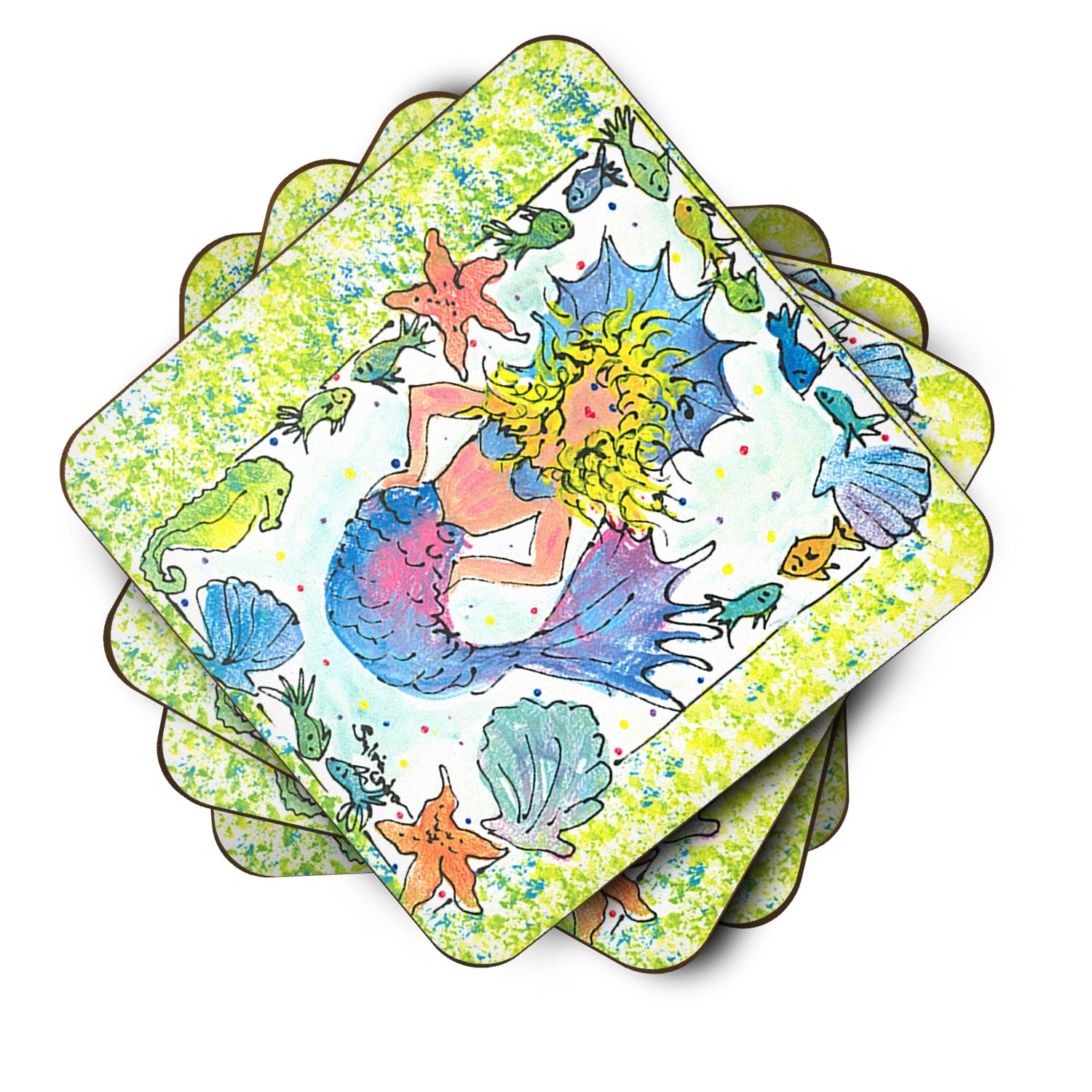 Set of 4 Mermaid Foam Coasters - the-store.com