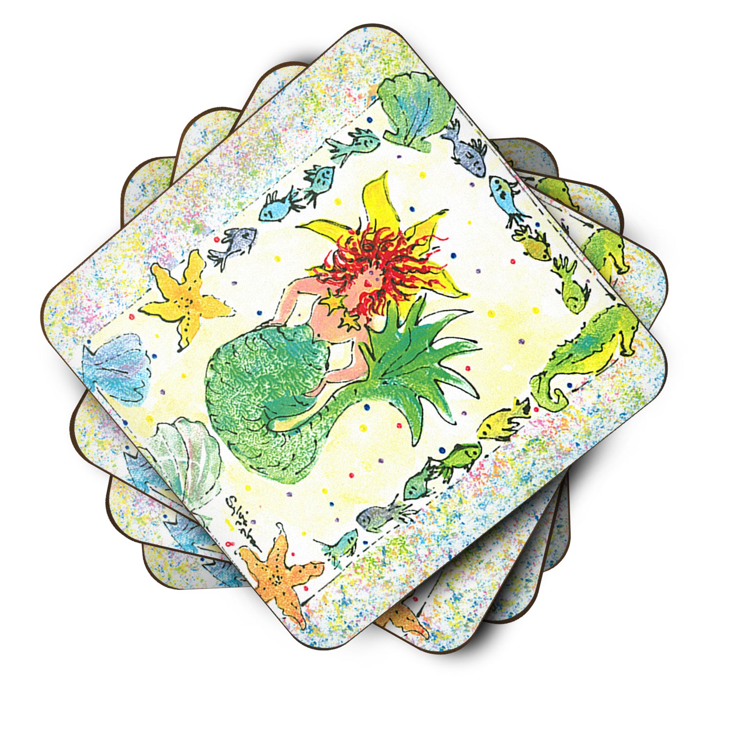 Set of 4 Mermaid Foam Coasters - the-store.com