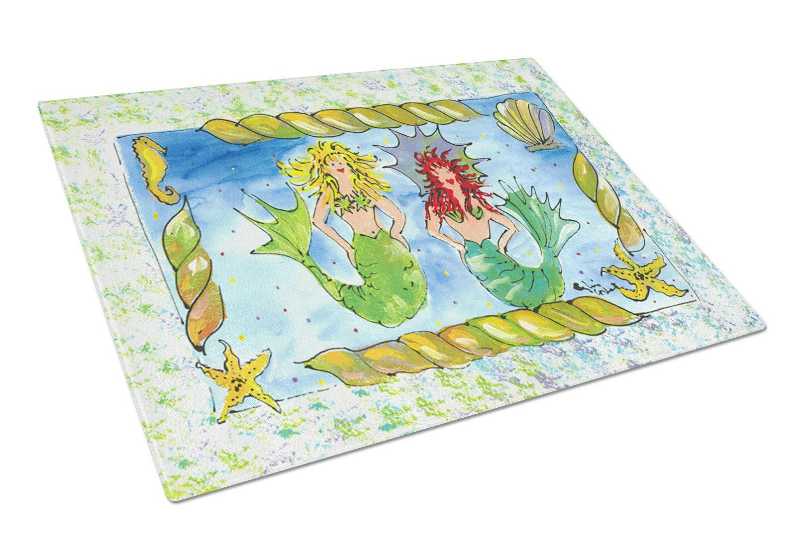 Mermaid  Glass Cutting Board Large by Caroline's Treasures