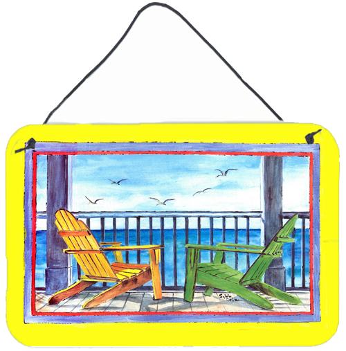 Adirondack Chairs Yellow Aluminium Metal Wall or Door Hanging Prints by Caroline's Treasures