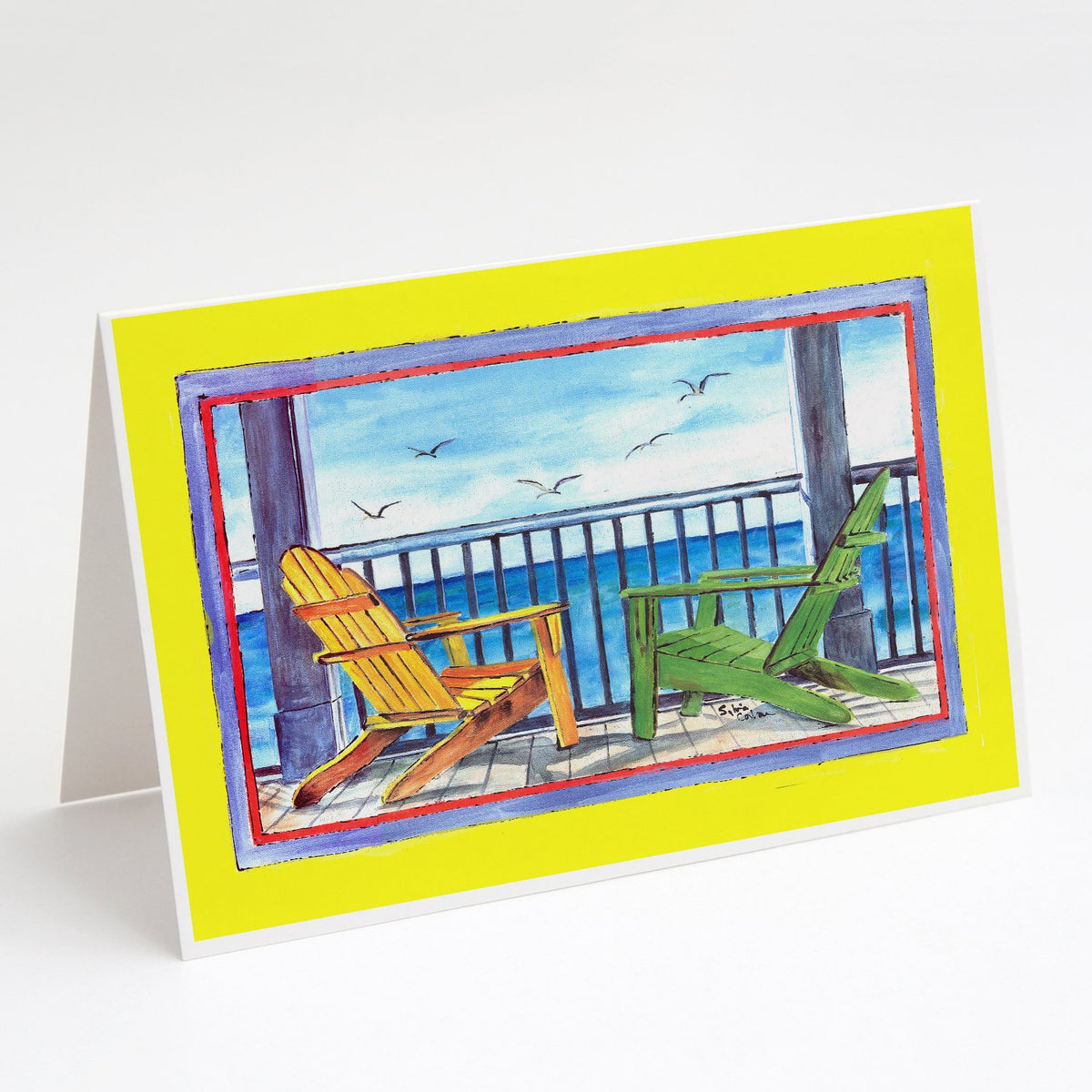 Buy this Adirondack Chairs Yellow Greeting Cards and Envelopes Pack of 8